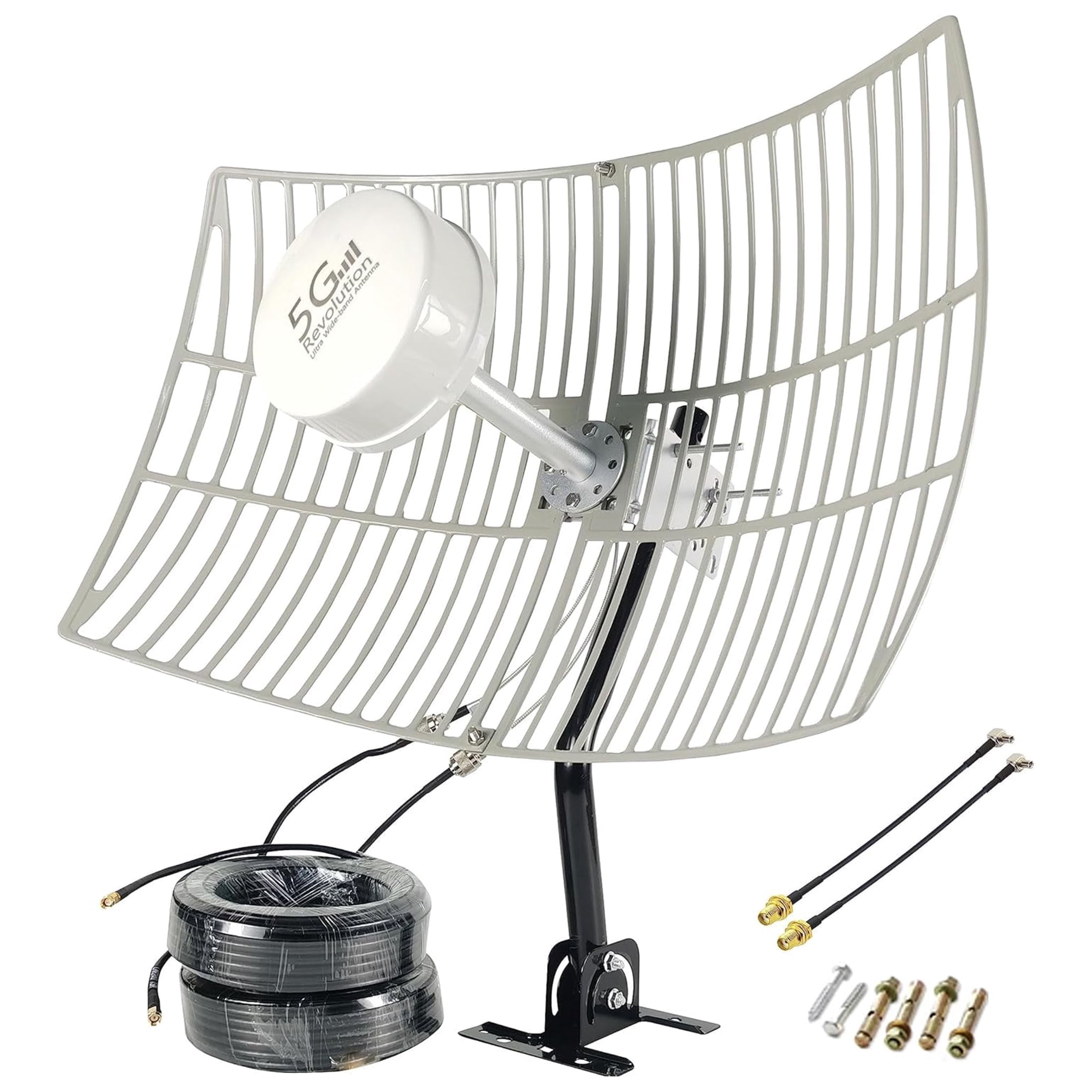Outdoor TV Antenna, Set with SMA TS9 Cable Pole(Full Kit), 30dBi Reception Range, New 1 Count